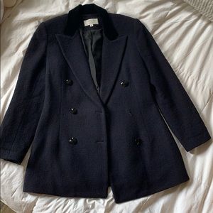 Badgley Mischka size 6 wool blazer/velvet detail
